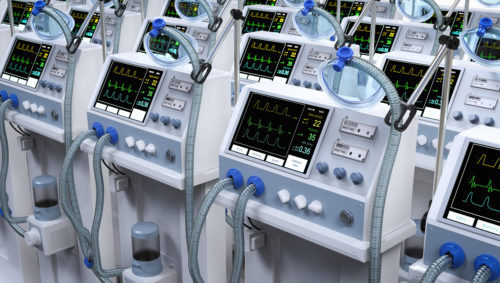 A group of ventilator machines